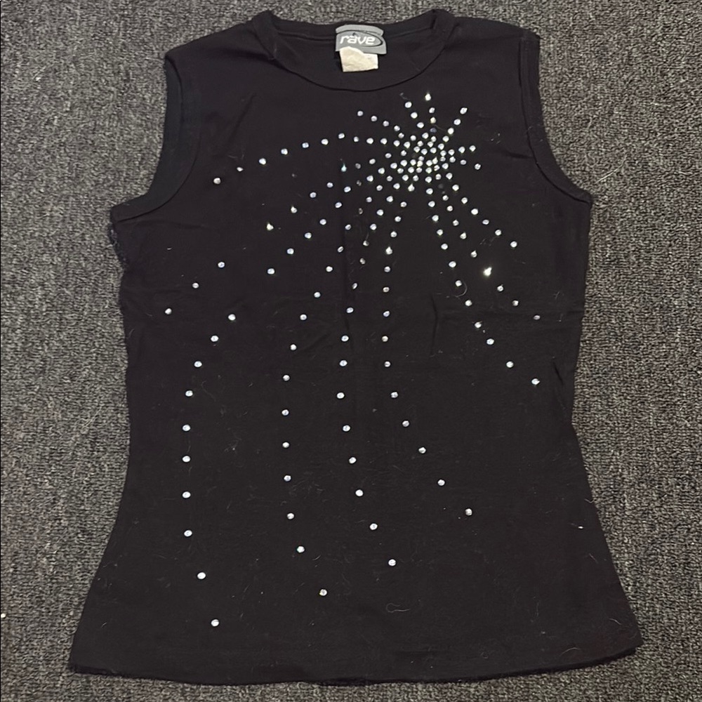 Black Sleeveless Top with Studded Design